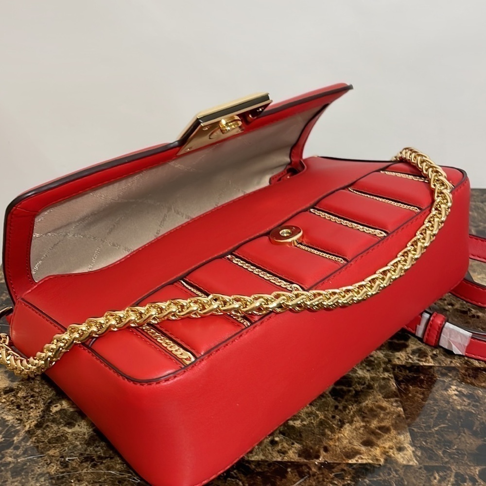 Michael Kors ❤️ chain link red shoulder bag crossbody - Picture 12 of 14
